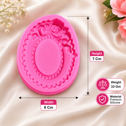 Vintage Rose Oval Frame Mold | CFM555