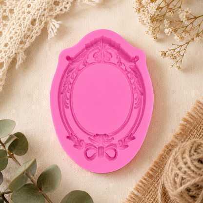 Vintage Floral Oval Frame Mold| CFM556