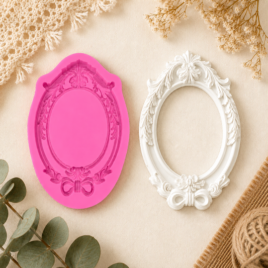 Vintage Floral Oval Frame Mold| CFM556