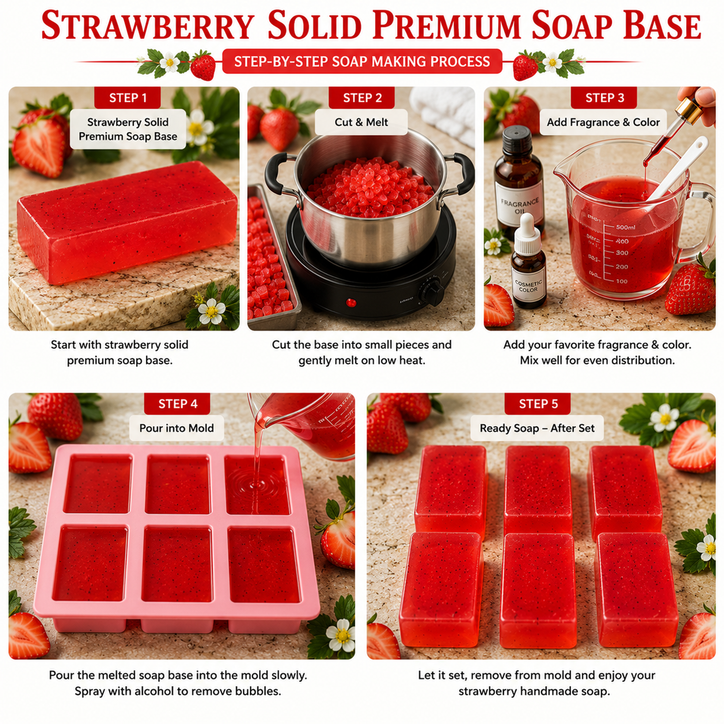 Strawberry Solid Premium Soap Base SPB022