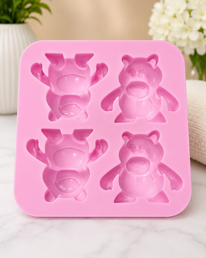 4 Cavity Cartoon Character Silicone Mold | SSM287