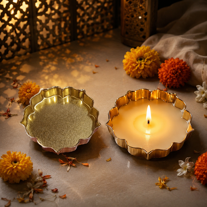Golden Flat Lotus Urli Bowl | PM420