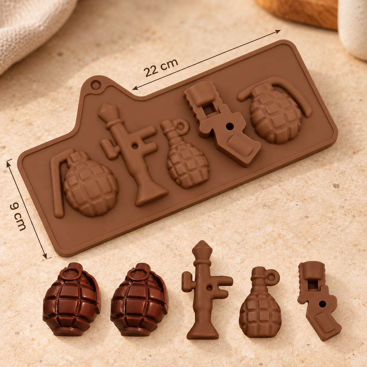 Grenade & Rifle Silicone Mold – 5 Cavity | MLD-SSM350