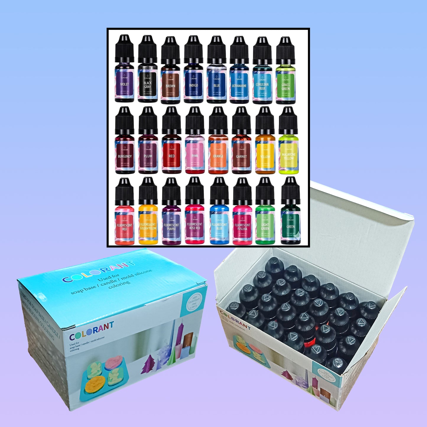 24-Color Combo Multi-Purpose Liquid Pigment Set  (10ml Bottles) CK002