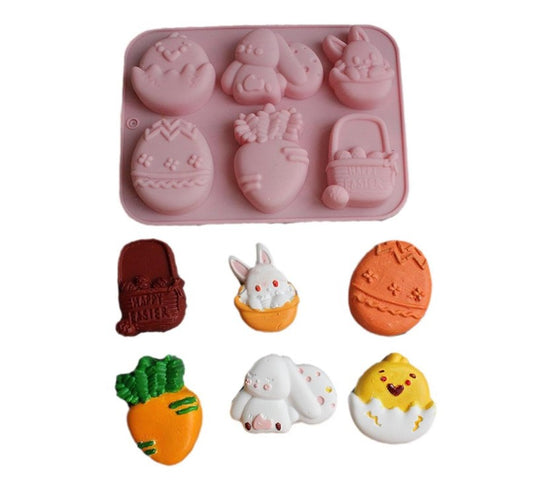 Cute Easter Bunny & Egg Silicone Mold for Candle, Soap & Resin Art 