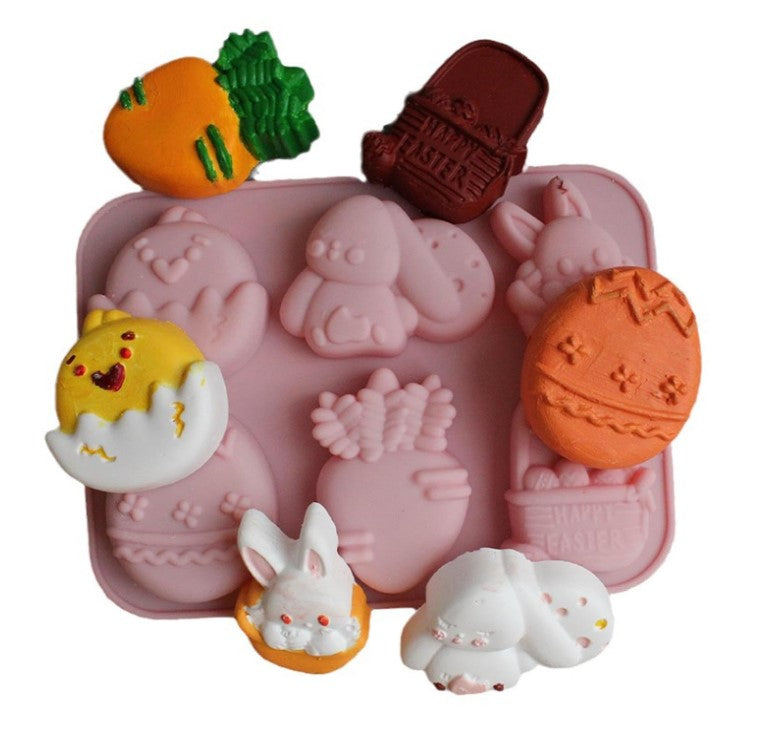 Cute Easter Bunny & Egg Silicone Mold for Candle, Soap & Resin Art 