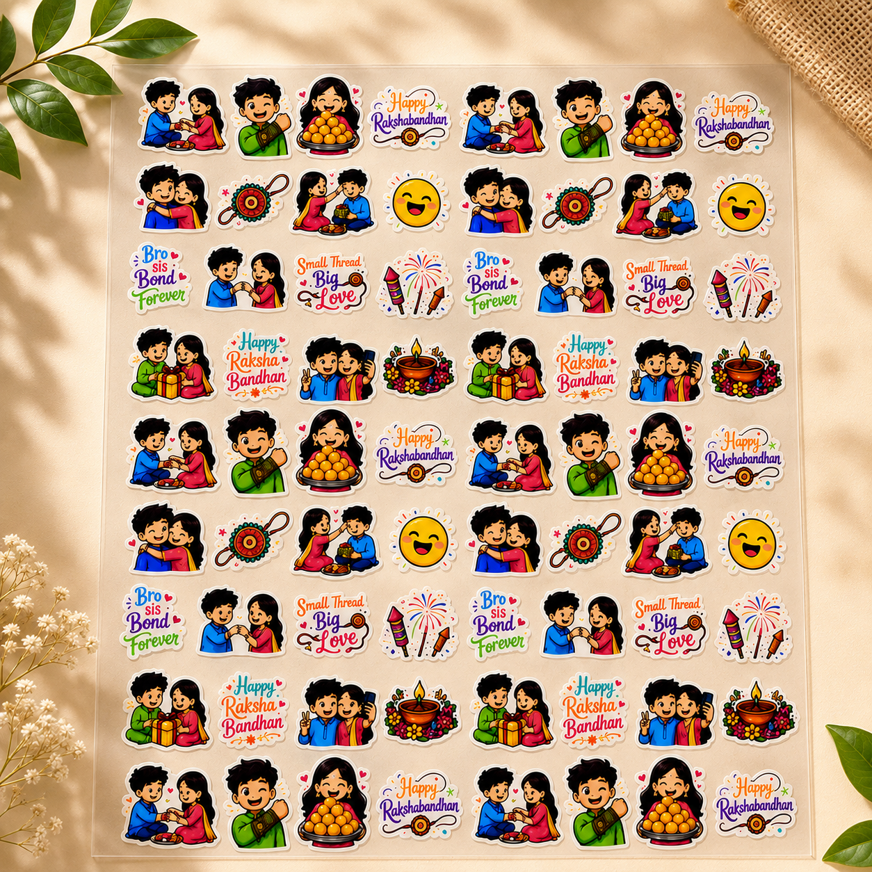 UV Transfer Sticker Sheet – Raksha Bandhan Brother-Sister Sticker  | UV019