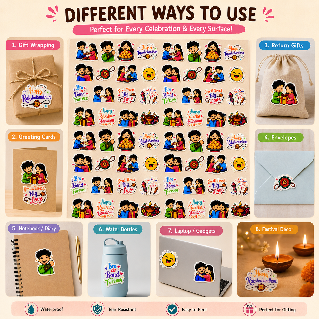 UV Transfer Sticker Sheet – Raksha Bandhan Brother-Sister Sticker  | UV019