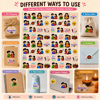 UV Transfer Sticker Sheet – Raksha Bandhan Brother-Sister Sticker  | UV019