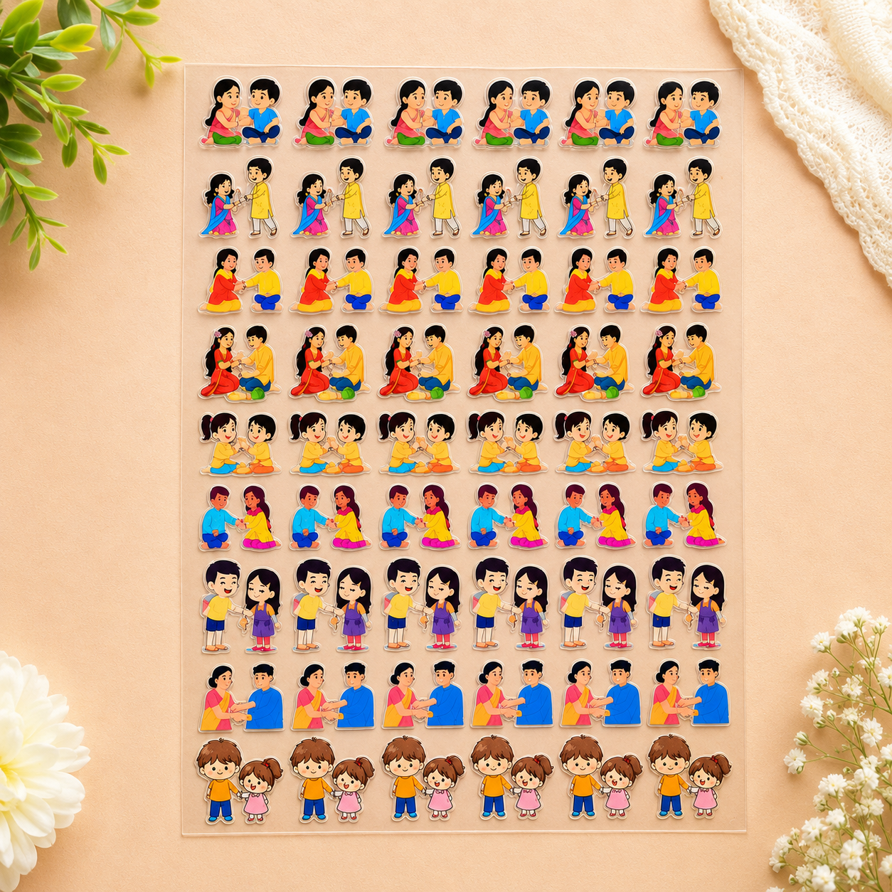 UV Transfer Sticker Sheet – Cute Raksha Bandhan Sibling Sticker | UV020