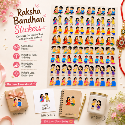 UV Transfer Sticker Sheet – Cute Raksha Bandhan Sibling Sticker | UV020