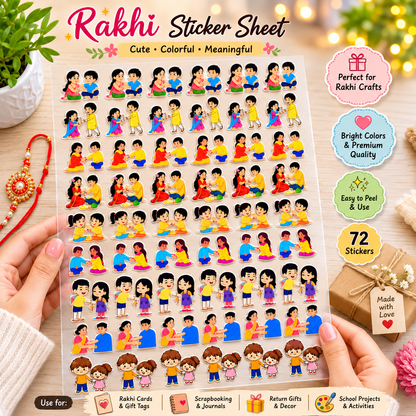 UV Transfer Sticker Sheet – Cute Raksha Bandhan Sibling Sticker | UV020