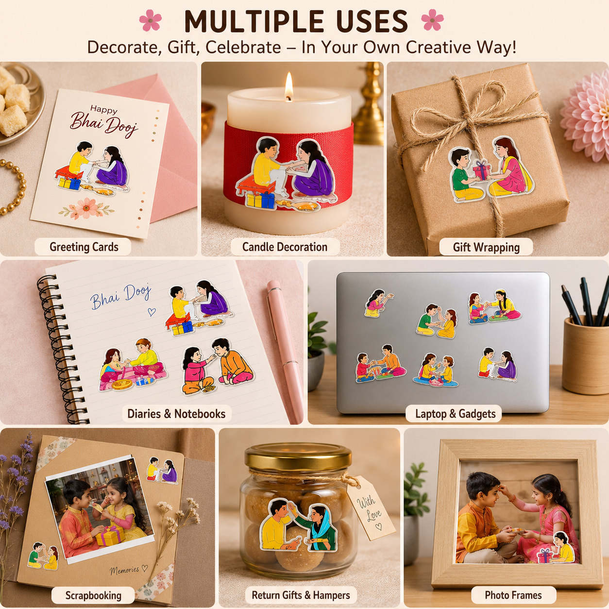 UV Transfer Sticker Sheet – Rakhi Brother Sister Bond Stickers | UV021
