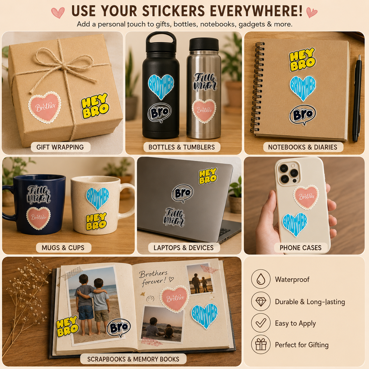 UV Transfer Sticker Sheet – Hey Bro & Brother Sticker | UV023