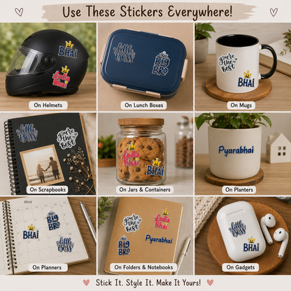 UV Transfer Sticker Sheet – Bhai, Bro & Little Boss Stickers | UV025