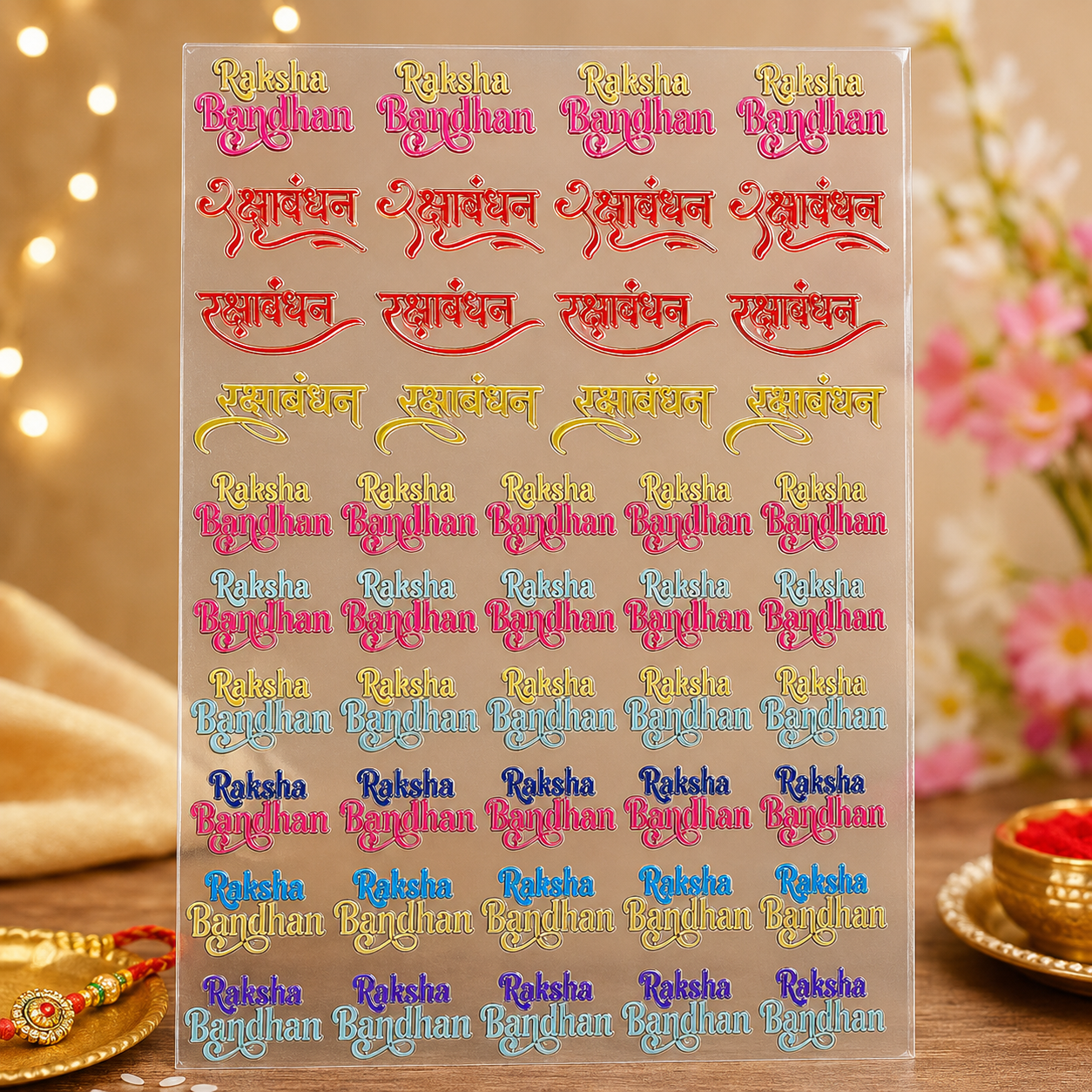 UV Transfer Sticker Sheet – Raksha Bandhan Hindi & English Stickers