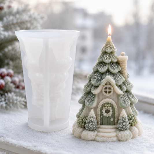 Enchanted Christmas Tree Cottage Silicone Mold | WCM971
