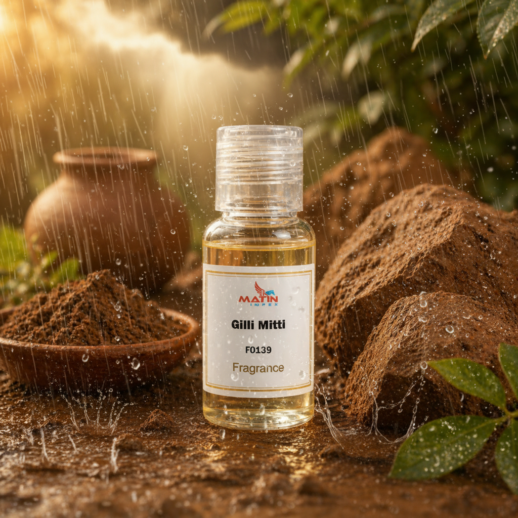 Bottle of 'Gilli Mitti' fragrance with a natural background