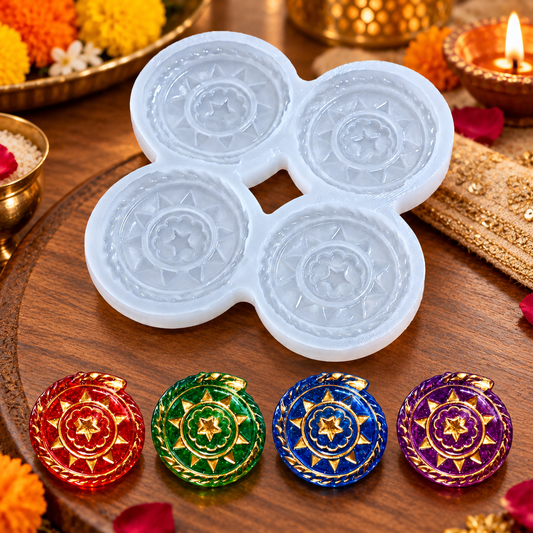 4 Cavity Diwali Chakri Firecracker Shape Silicone Mold | MLD-CFM511