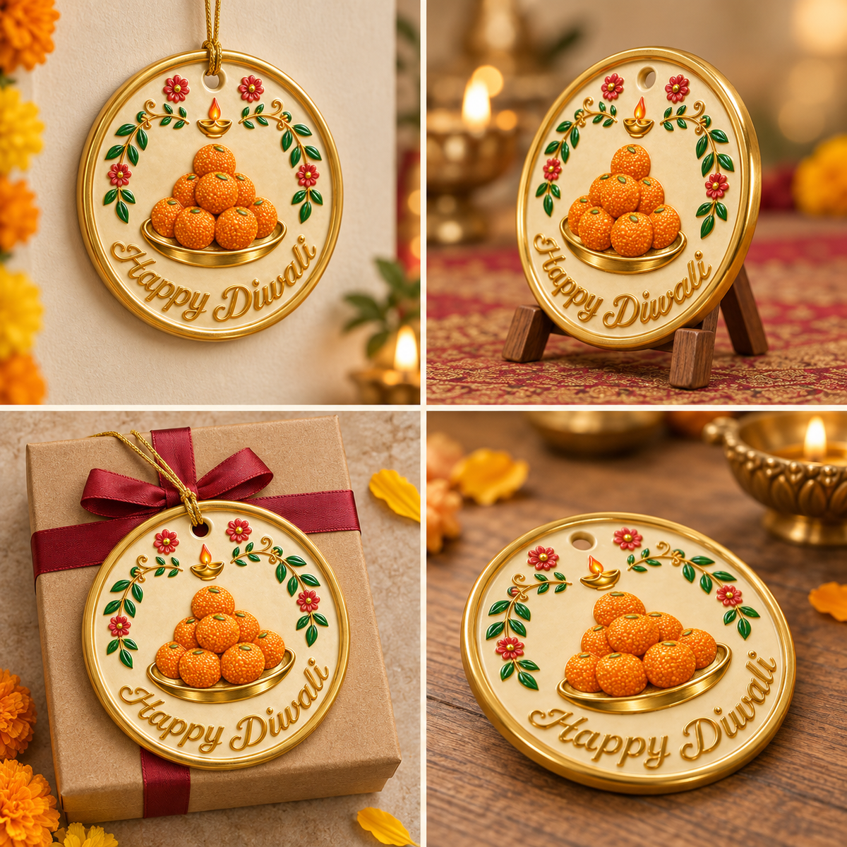Happy Diwali Laddu Plaque Silicone Mold | MLD-ARM602