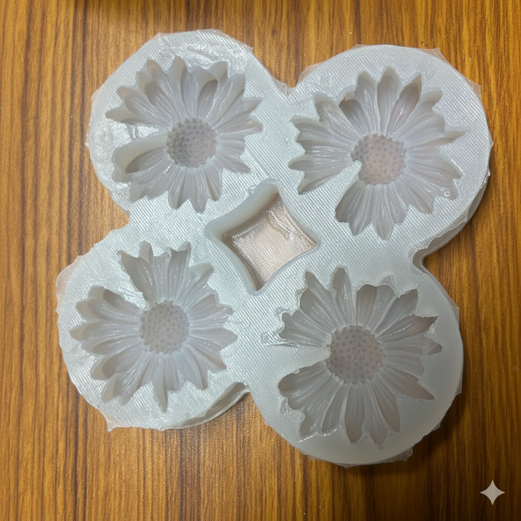 4 Cavity Yellow Daisy Mold WCM739