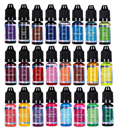 24-Color Combo Multi-Purpose Liquid Pigment Set  (10ml Bottles) CK002