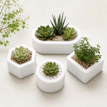 Premium Geometric Silicone Planter Mould Set 