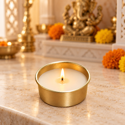 Gold Finish T-Light Metal Urli | HOM-WCT036