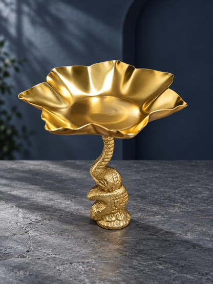 Gold Finish Elephant Stand Diya Bowl for Home & Festive Décor | HOM-WCT041
