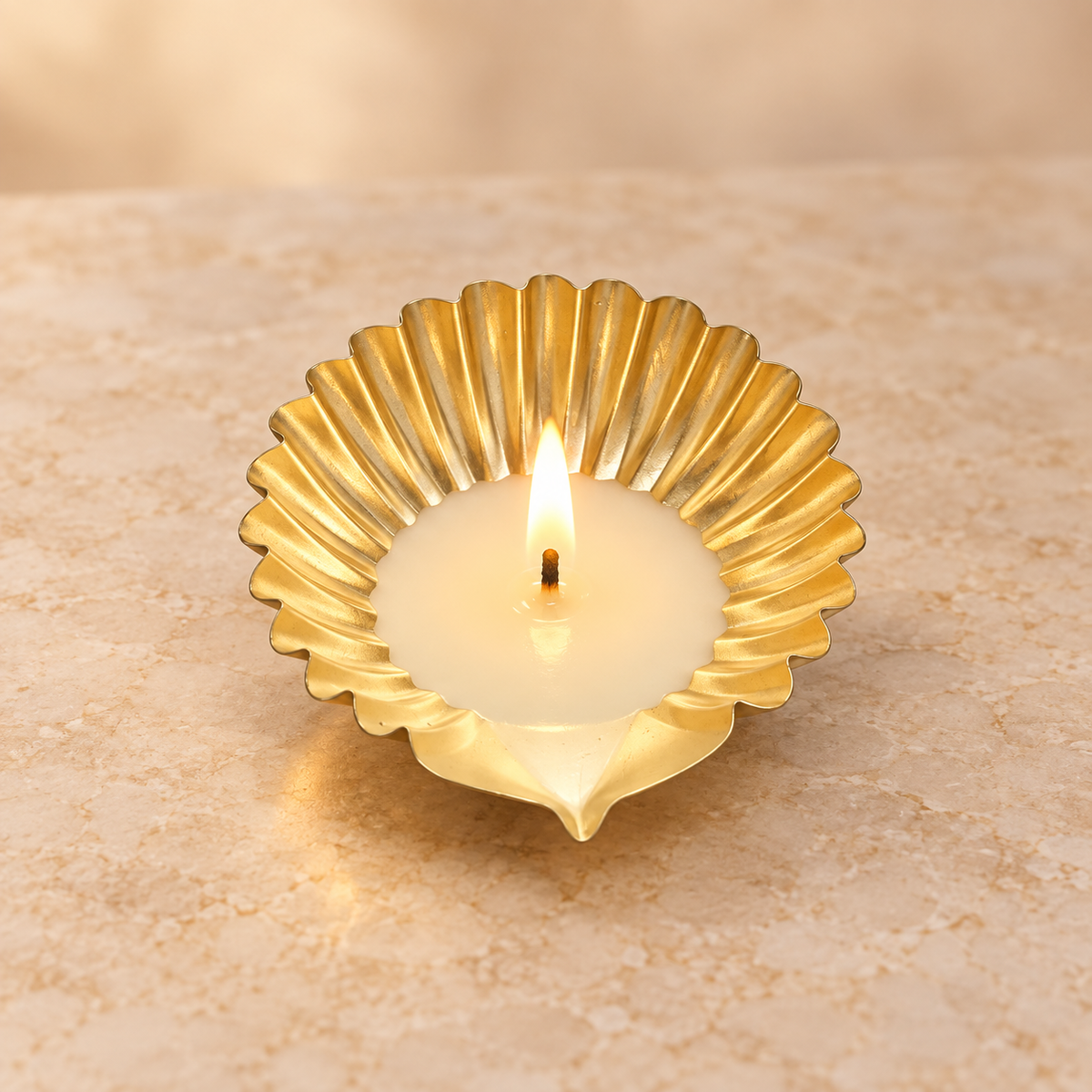 Crinkle / Sunflower Metal Urli Diya | HOM-WCT037