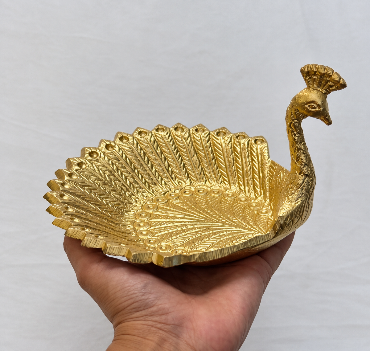 Gold Finish Peacock Urli Bowl for Home & Festive Decoration | HOM-WCT040