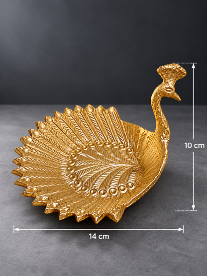 Gold Finish Peacock Urli Bowl for Home & Festive Decoration | HOM-WCT040