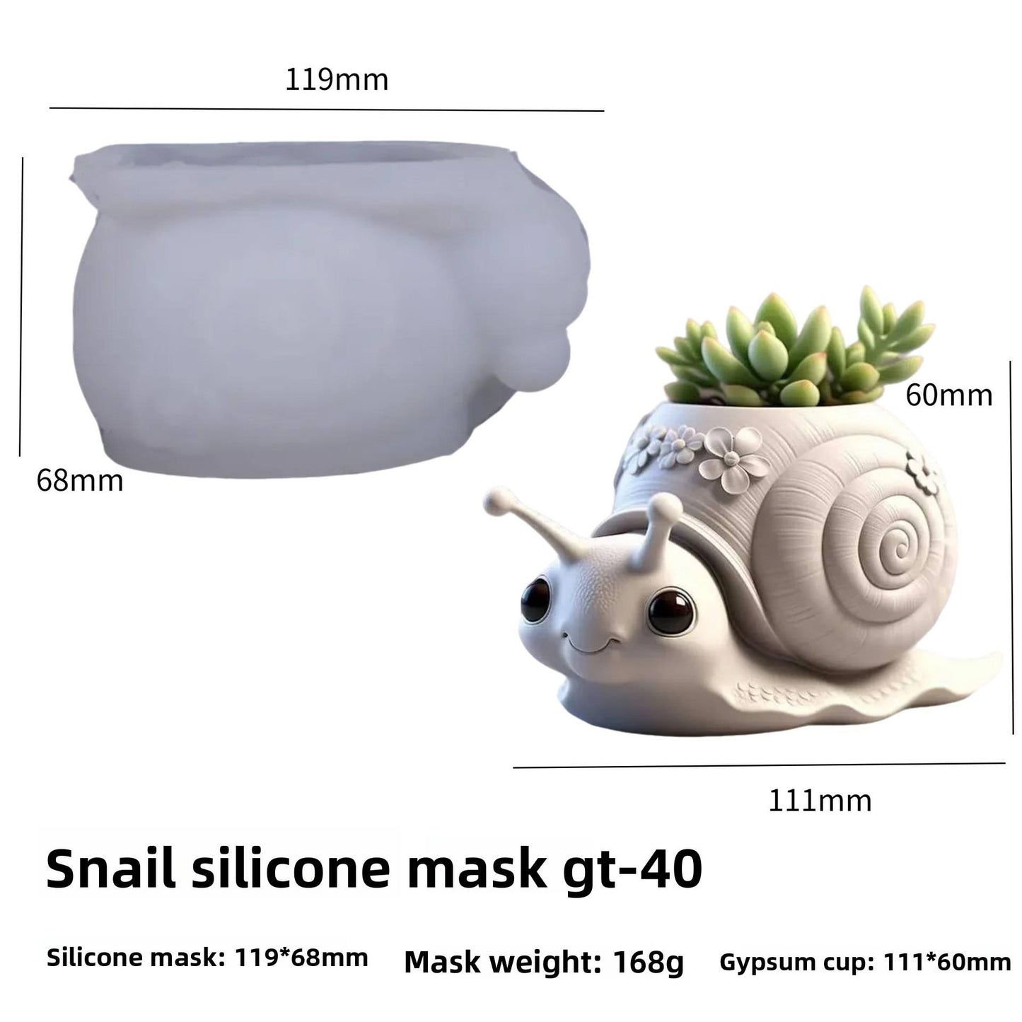 Snail Silicon Planter Jar Mold ARM442