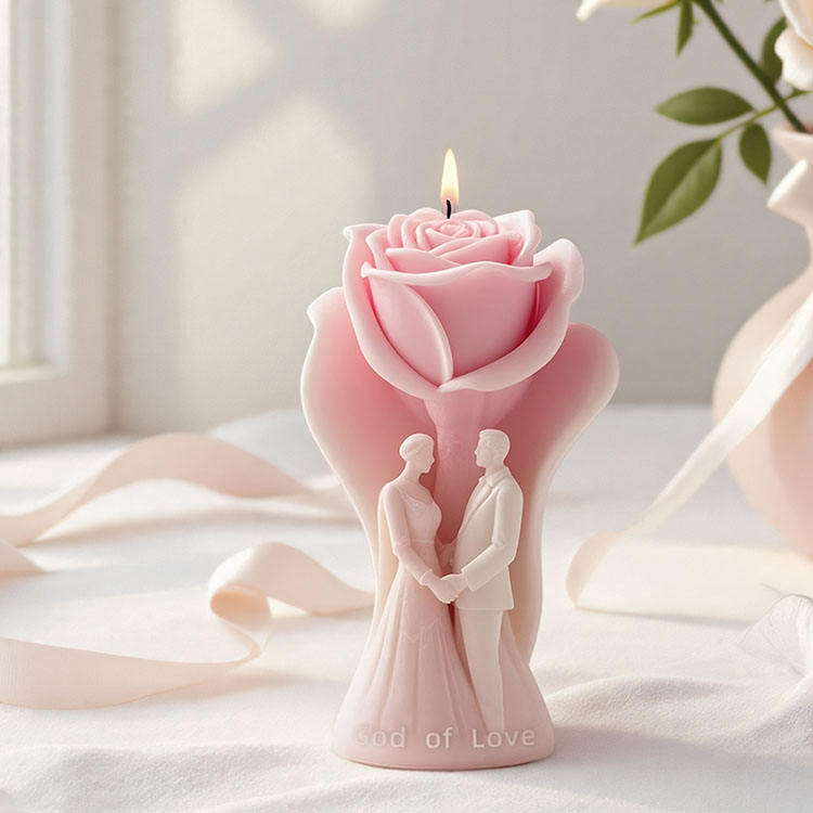 Wedding Couple Rose Candle Mold WCM736