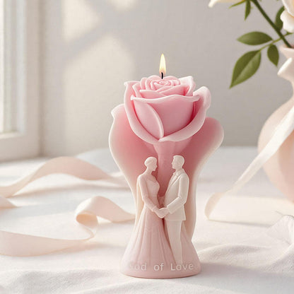 Wedding Couple Rose Candle Mold WCM736