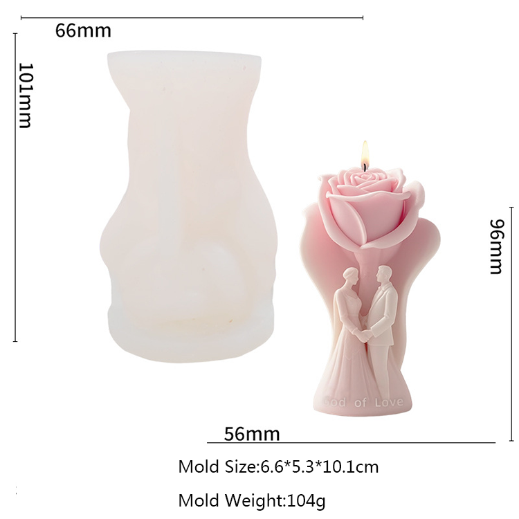 Wedding Couple Rose Candle Mold WCM736