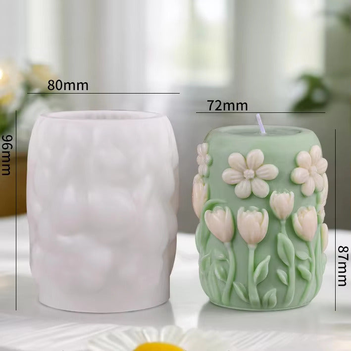 Blooming Flower Pillar Candle Molds WCM661