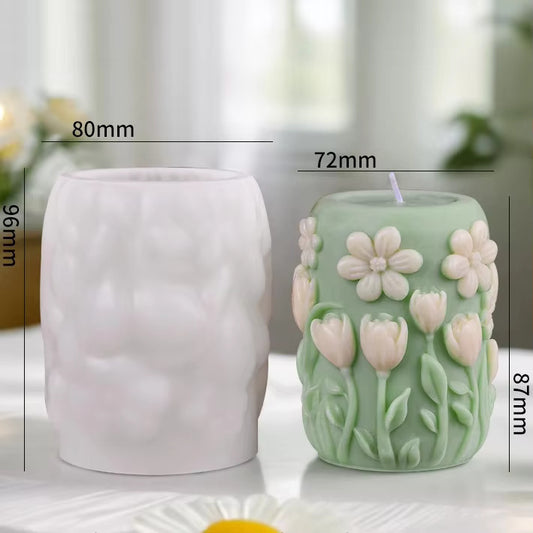 Blooming Flower Pillar Candle Molds WCM661