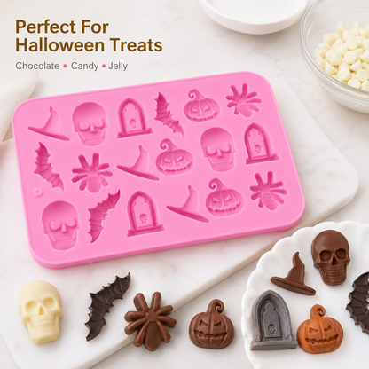 Halloween Skull, Pumpkin & Bat Silicone Mold