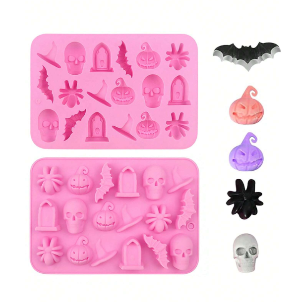 Halloween Skull, Pumpkin & Bat Silicone Mold