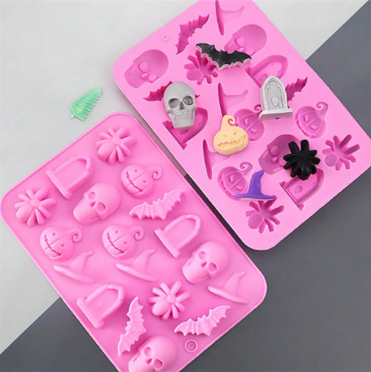 Halloween Skull, Pumpkin & Bat Silicone Mold