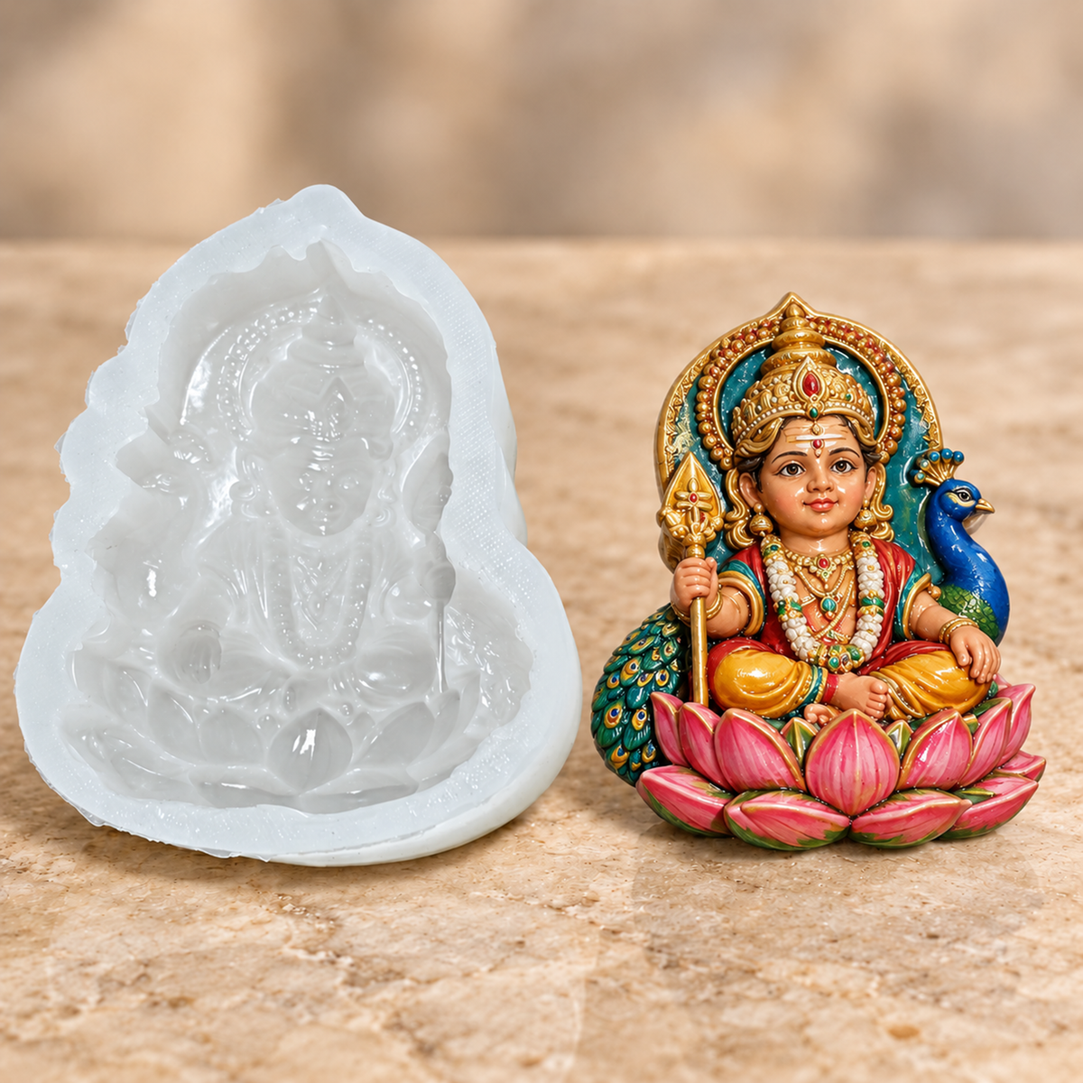 Bal Kartikeya with Peacock Silicone Mold | MLD-ARM599[OWN]