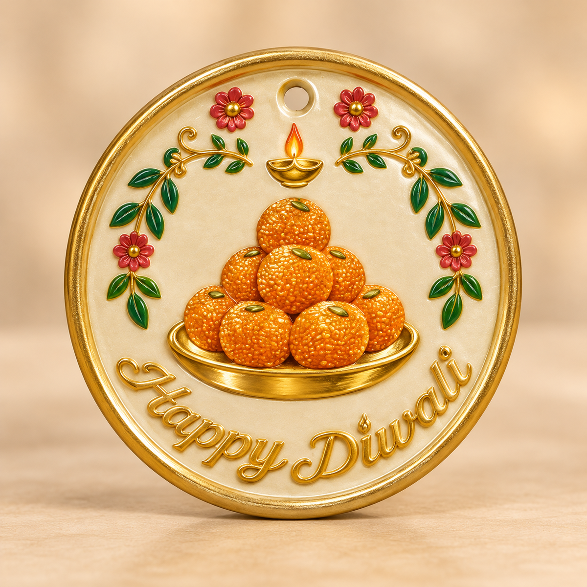 Happy Diwali Laddu Plaque Silicone Mold | MLD-ARM602