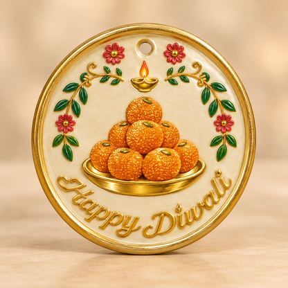 Happy Diwali Laddu Plaque Silicone Mold | MLD-ARM602