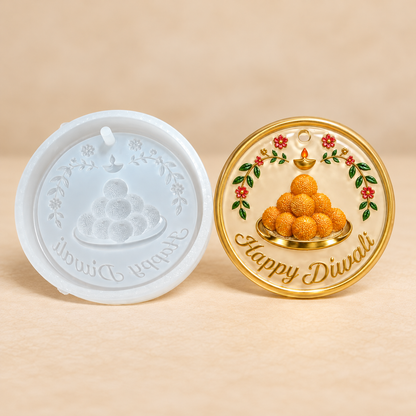 Happy Diwali Laddu Plaque Silicone Mold | MLD-ARM602