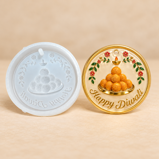 Happy Diwali Laddu Plaque Silicone Mold | MLD-ARM602