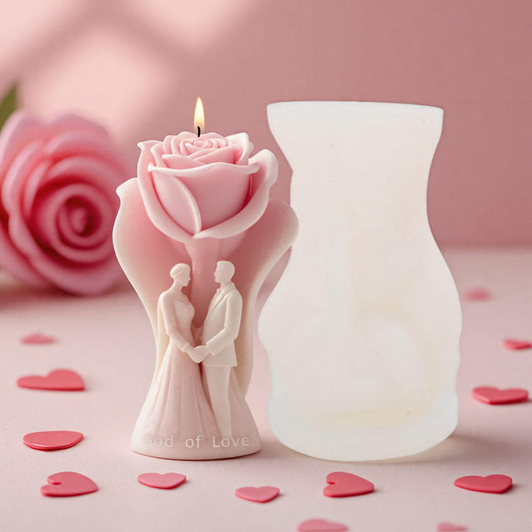 Wedding Couple Rose Candle Mold WCM736