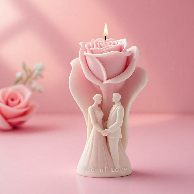 Wedding Couple Rose Candle Mold WCM736