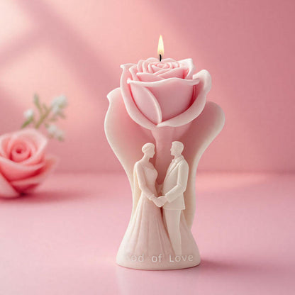 Wedding Couple Rose Candle Mold WCM736
