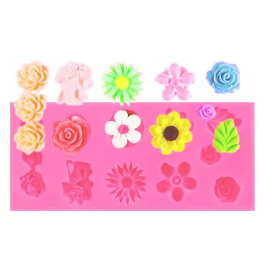 3D Rose Sun Flower Daisy Leaves CFM295